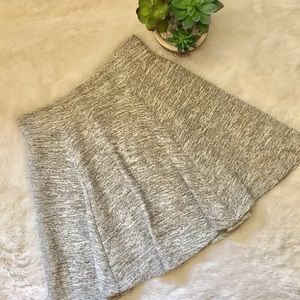Gray and White A- Line Knit Skater Skirt
